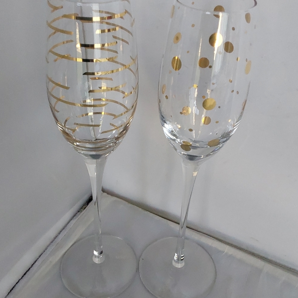 MIKASA CHEER ETCHED METALLICS GOLD‎ SET OF 2